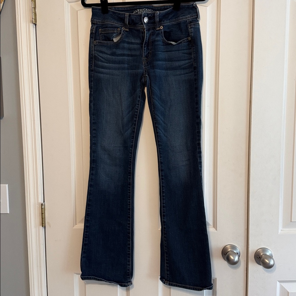 American Eagle Outfitters Kick Boot Blue Denim Super Stretch